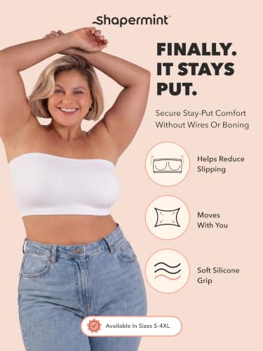Image of SHAPERMINT Strapless Bra, No-Slip Wireless Bandeau with Sewn-in Cups