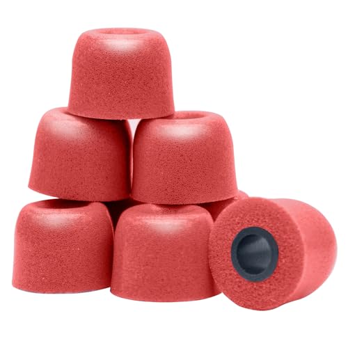 Klowcok Memory Foam Replacement Earbud Tips for KZ ZS10 Pro X ZSN, Sennheiser IE 200, TV Headset, IEM Earphones, in Ear Headphone Tips. 3 Pairs-Small/Medium/Large, Red