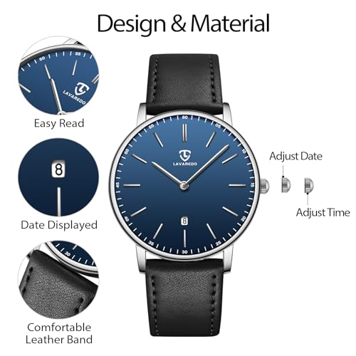 BEN NEVIS Mens Watches, Minimalist Fashion Simple Wrist Watch for Men Analog Date with Leather Strap
