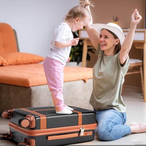 Lumesner 5 Piece Luggage Sets with Travel Backpack, 20" Carry On Hardside Spinner Suitcases, TSA Lock, Durable PC (Black, 5 piece set (20inch)) - Image 3