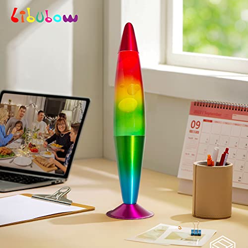Image of 16 Inch Rainbow Lamp Liquid Motion Lamp with 2 Bulbs, Relaxing Mood Lamp for Home, Office, Bedroom, Red, Yellow, Green