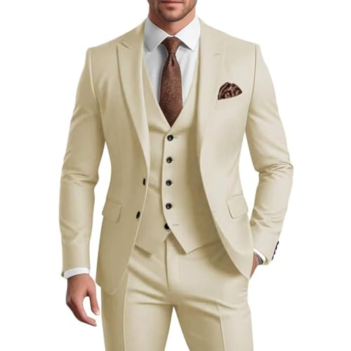 Mi Bo Tong Mens Suit Sets 3 Piece Formal Slim Fit Wedding Tuxedo for Men Two Button Blazer Vest Pants Business Suit4