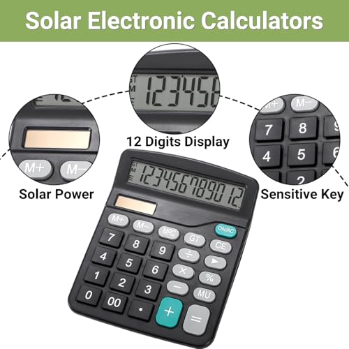Calculadoras de escritorio de 12 dígitos Noamus con doble alimentación solar y batería pack de 8 3
