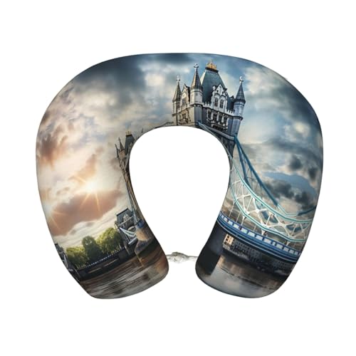 Almohada semicircular de poliéster negra para viaje miniatura 1