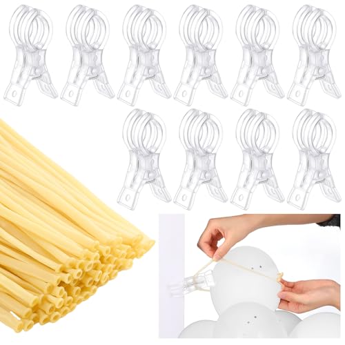 Image of Amyhill 10 Pack 3.5 Inch Balloon Arch Clips 100 Pcs 260 Long Balloons Kit | 3.5 Inch Large Heavy Duty Clip, Plastic Transparent, Clear 260 Long Balloons, For Arch Backdrop Garland, Long Twisting Decor