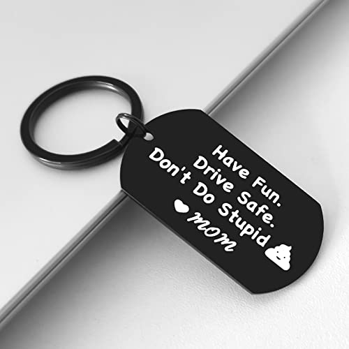 Cxll Funny Keychain For Son Daughter From Mom,Have Fun Drive Safe Don't Do Stupid Military Tag Keychain (Don't Do Stupid Black) #TOP1