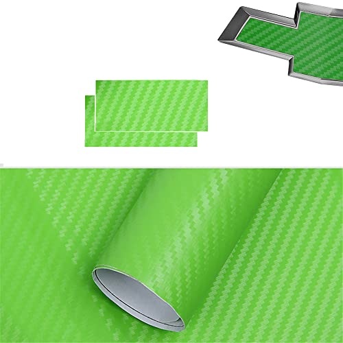 Image of XYC Compatible with Chevrolet 2 pcs Carbon Fiber for Chevy Bowtie Emblem Overlay Sheets Front /Back Vinyl Decal Wrap