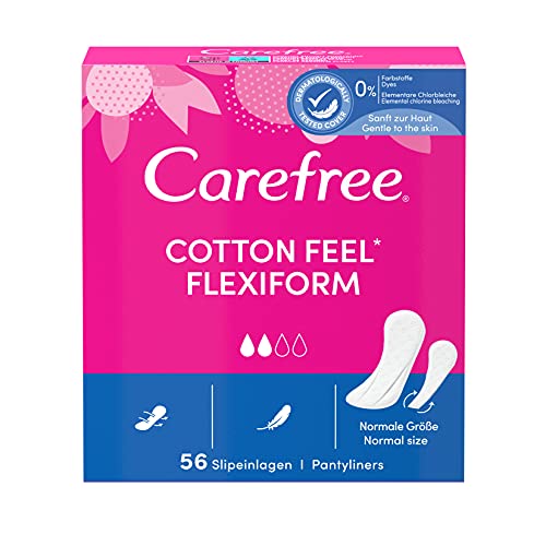Carefree Películas de algodón Feel Flexiform para bragas y tanga, sin perfume y transpirable en tamaño: S/M (5 x 56 unidades)