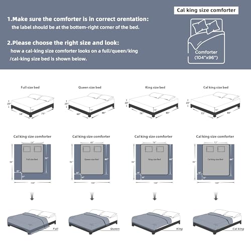 Image of Litanika California King Comforter Set Grayish Blue, 3 Pieces Tufted Boho Farmhouse Bedding Comforter Sets, Lightweight Fluffy Comforter Bed Set All Season (104x96In Comforter & 2 Pillowcases)