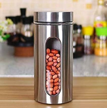 Essential Jars and Containers 16 Rukshv Stainless Steel Plated Glass Kitchen Canister | Airtight F...