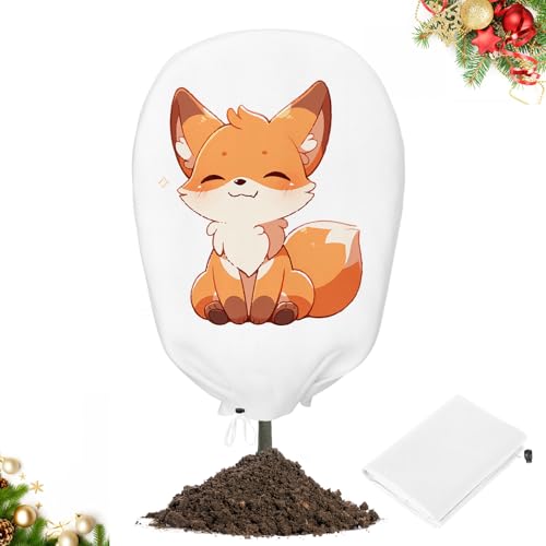 PATWING Voile Hivernage Plante Exterieur, 80g/㎡, Housse Hivernage Plante Exterieur, Protection Arbre Hiver, Réutilisable pour Plantes en Pot, Olivier, Palmiers (160 * 180cm, Renard)