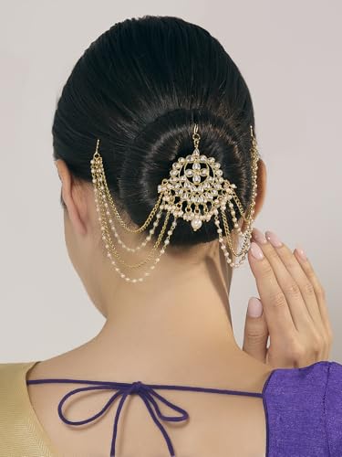 Image of OOMPH Jewellery Ethnic Sheeshphool-Kundan Jadau Floral Design for Women & Girls Stylish - DPH161DST4RKH184RKH235 PA201