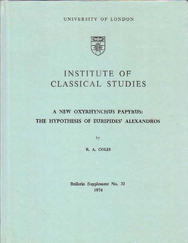 New Oxyrhynchus Papyrus: Hypothesis of Euripides' "Alexandros"