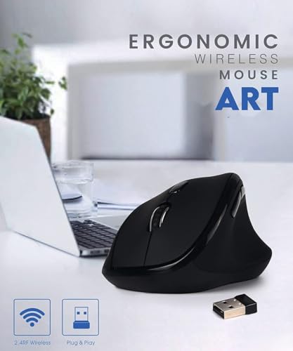 Image of Electro Wolf Art Ergonomic Mouse, Unique 56 (Degree) Vertical Wireless Mouse - 2.4GHz Optical Vertical Mice 6D with 3 DPI Modes (Art)