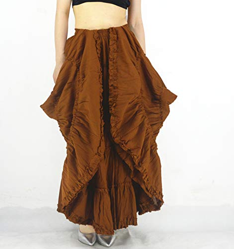 Women's Cotton 5 Tiered A Line Pleated Maxi Skirt Long Boho Gypsy Dance Skirts