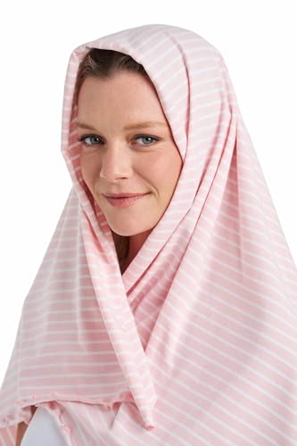 Image of Coolibar Women's Savannah Sun Blanket - UPF 50+ Sun Protection - Coco Plum in Soft Pink /White Stripe
