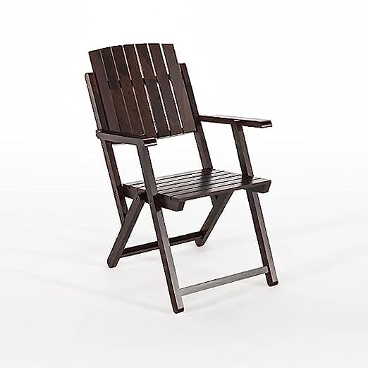 Image of Sheesham Wooden Portable Foldable 2 Seater Chair with Table Set Outdoor Balcony Garden Coffee Table Set Furniture with 1 Table and 2 Chairs Set (Coffee)