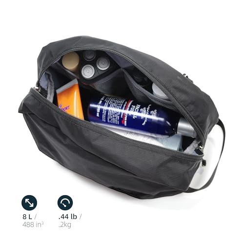 Travel Toiletry Bag 8L, Large Packing Cube with Waterproof TPU Wet/Dry Compartment (01 Black Stealth)2