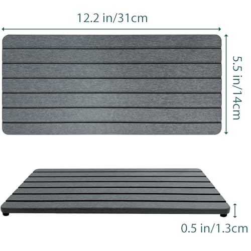 Image of NiuYichee 2 PCS Water Absorbent diatomite Coasters, 12 inch x 5.5 inch Water Absorbing Stone Tray for Sink, Stone Drying mat for Kitchen Counter, Stone soap Tray Used for Hand Soaps & toiletries & Plants