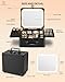 Yooaye Makeup Box with Detachable Lighted Mirror–Travel Train Case, Cosmetic Storage Organizer & Makeup Suitcase with Adjustable Dividers & Magnetic LED Mirror (Black)