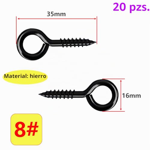 Miniatura 2 de Qrity 20tornillos De Ojal De 35 Mm, Anillo De Tornillo, Agujero Pequeño, Gancho De Tipo Q, Color Negro