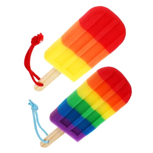 Anneome 2Pcs Ice Cream Shaped Bath Sponge High Density Skin Scrubber for Boy Girl Fun Shower Exfoliating Cute Design for Thorough Cleaning Playful Bath