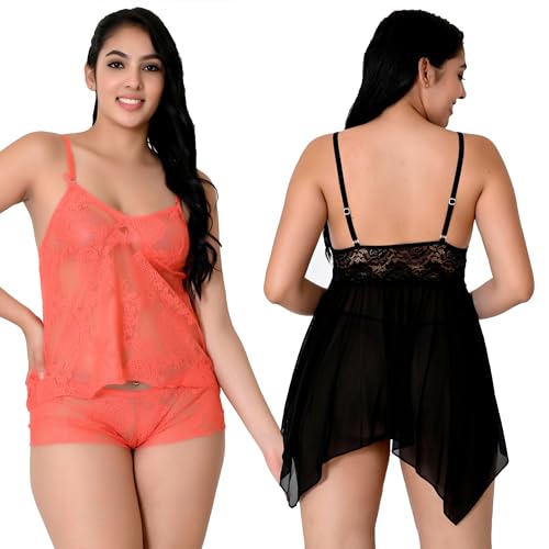 Image of Love Maker, Women's Cotton Satin Lingerie Bra & Panty Set, Combo Pack of 2 in Red, Pink, Black, Purple, Maroon, S to 3XL