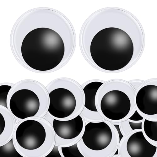 PAYFULLY 20 Stück Wackelaugen Selbstklebend Groß 50mm Kulleraugen Selbstklebend Wackelaugen Groß für Kunsthandwerk DIY Scrapbooking & Puppenbau