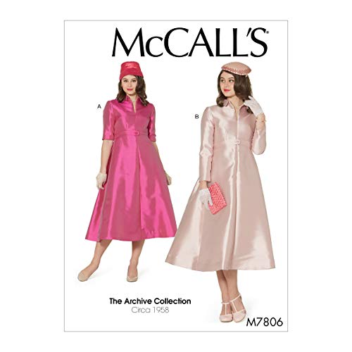 McCall Pattern Company McCall's The Archive Collection Women's 1958 Vintage Dress Sewing Patterns, Sizes 14-22, 14-16-18-20-22, White