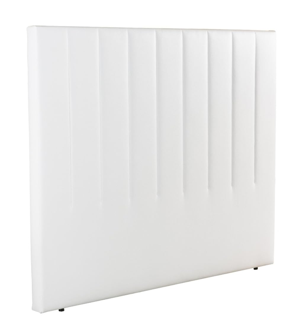 Home Heavenly® Cabecero Tapizado Amex – Acolchado Alta Densidad, Tela o Polipiel, Sin Montaje, 150x120 cm, Diseño Moderno para Dormitorio en Polipiel Color Blanco