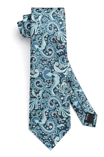 Image of HISDERN Ties for Men Paisley Floral Tie Handkerchief Classic Woven Business Formal Necktie and Pocket Square Set Wedding