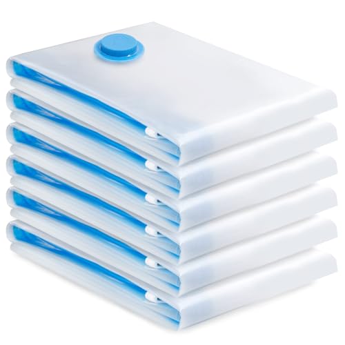 Sac de Rangement Sous Vide 6PCS,Sac sous vide Vetement Aspirateur,Compression Housse Aspirable Rangement Réutilisable pour Literie, Vêtements, Couettes,...