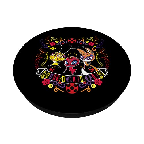 Miraculous Ladybug Dia De Los Muertos Kwamis PopSockets Swappable PopGrip, Black - Image 2