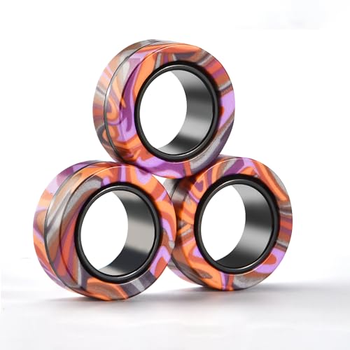 Image of Halloween Magnetic Rings for Adults and Kids,Fidget Spinner Rings Toys for Anxiety Relief Therapy Boy and Girl Ages 8-13,Teens Halloween Party Favors Decorations,3PCS