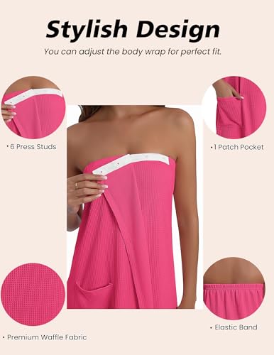 Image of Ekouaer Waffle Robes For Women Bath Wraps Lightweight Knee Length Soft Shower Robe with Pocket S-L