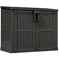 LHBcraft Waterproof Outdoor Storage Cabinet 36 Cu Ft, Portable Horizontal Resin Storage Shed for Backyards, Patios, Waterproof Outdoor Storage Box with Lockable Doors