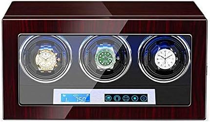 Mechanical Watch Shaker Automatic Watch Winder 3 Watch Winder Box Piano Finish LCD Display Screen Adjustable Watch Pillows LED Illumination