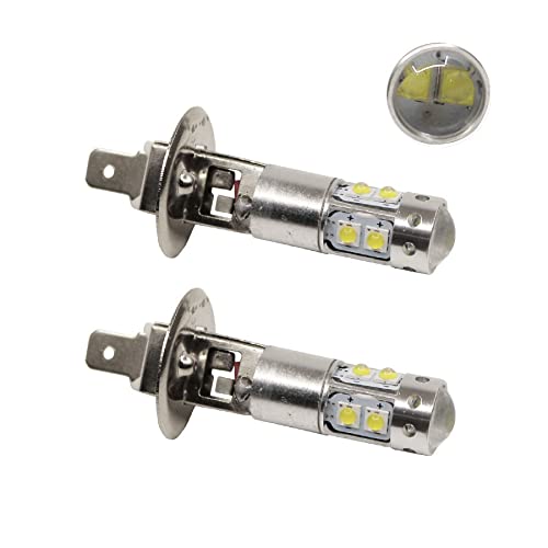Baceyong Lot 2 Ampoules LED H1 Jaune 10W - Feux Antibrouillard, Feux De Route, Feux De Jour - 3000K, 10 LEDs, Voiture Camion SUV