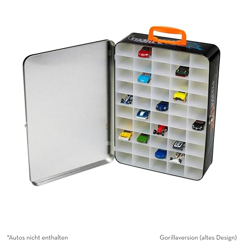 Theo Klein 2881 Hot Wheels Sammelkoffer I Metallkoffer für bis zu 50 Autos I Praktische Unterteilungen I Maße: 37,5 cm x 26 cm x 8,5 cm I Spielzeug für Kinder ab 3 Jahren