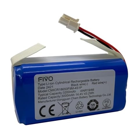 FIVO Replacement Battery Compatible with Coredy R750-2200pa, G800, G850, Kyvol E20, E30, E31 Robot 3200mAh 14.8V Cover