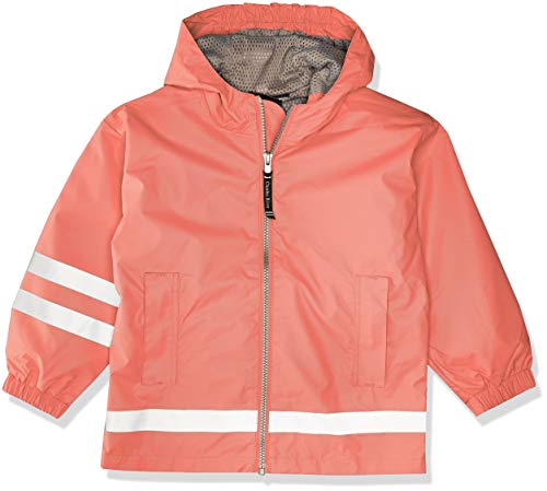Charles River Apparel Kids' Little New Englander Rain Jacket, Coral/Reflective, 7