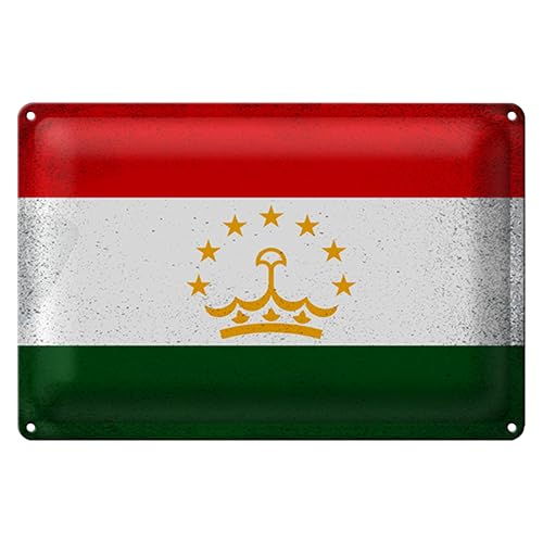 Metallschild | Flagge von Tadschikistan | Dekoration | 20 cm x 30 cm