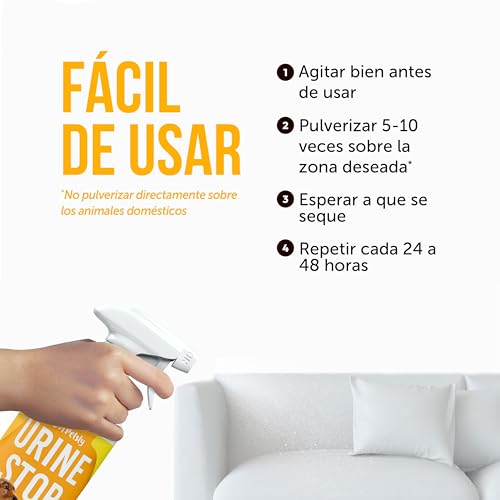 Miniatura 4 de Petsly Repelente Orina Perros Y Gatos -500ml- Triple Acción - Adiestramiento, Evitar Pipi Perros Y Gatos, Eliminador De Olores - Uso Interior Y Exterior - No Mancha - Aroma Cítrico - Repelente Gatos