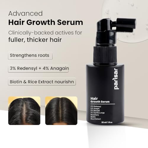 Image of Parisar Advanced Hair Growth Serum 30ml | 3% Redensyl, 4% Anagain, 3% Baicapil & Capilia Longa | Serum For Hair Fall & Regrowth | for Men & Women
