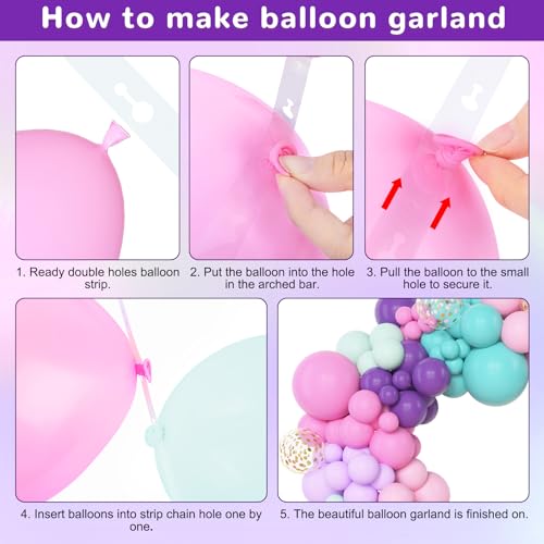 Image of Amandir 153 Pcs Pink Purple Balloons Arch Garland Kit Different Sizes