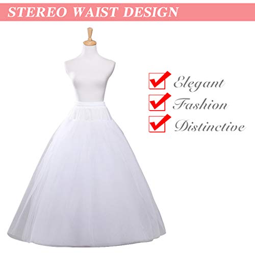 Petticoats for Women Hoopless Petticoat Crinoline Skirt 4 Layers Floor Length Ball Gown Slips for Wedding Dress4