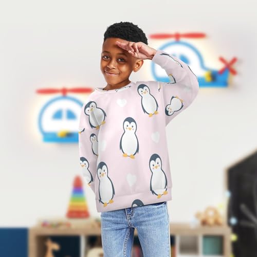 Winter Penguins Pink Heart Boy Girl Sweatshirt Toddler Crewneck Pullover Sweater Long Sleeve Fall Winter Clothes4