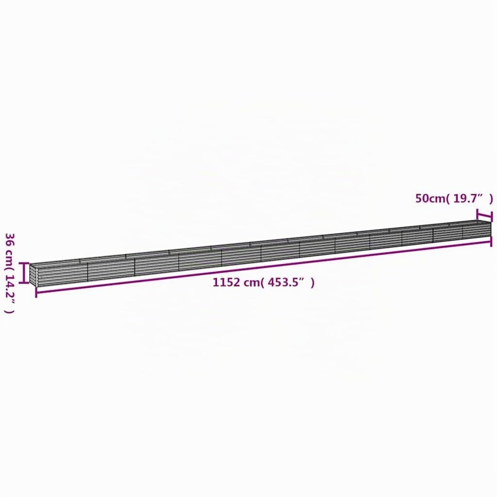 vidaXL Hochbeet, Wetterfest Pflanzkasten mit viel Platz, Pflanzkübel Blumenkasten für Balkon Garten, Blumenkübel Gemüsebeet, 1152x50x36 cm Cortenstahl