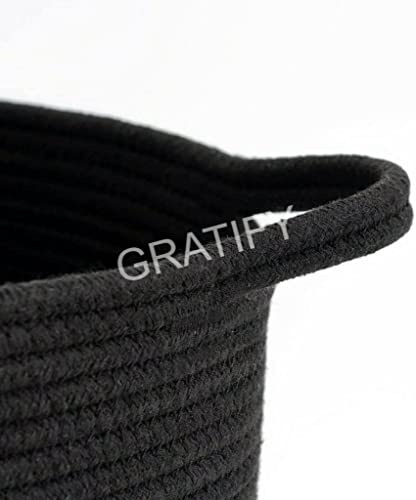 Image of GRATIFY MANSA TRADERS boho Storage Organizer Foldable Wardrobe Cotton Mini Rope Laundry Basket Cloth Storage Box Baby Bucket Hamper New Born for Kitchen,Office Set,Room,planters,Dirty Clothes 2.17