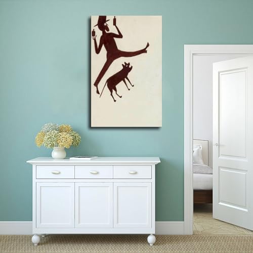 Toile Bill Traylor Man Drinking With Dog 61x91cm pour déco murale bureau